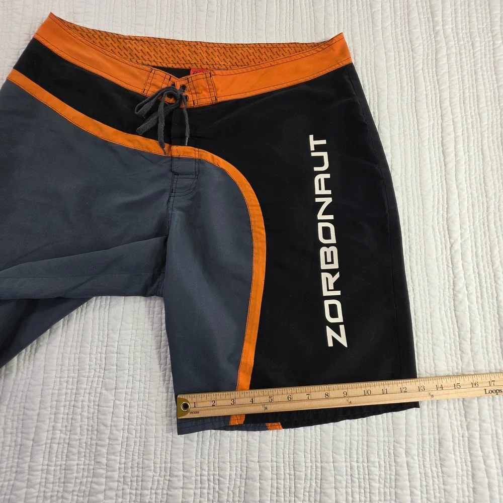 Zorbonaut Mens Board Shorts Swim Trunks Black Orange Grey Size XXL Surf Beach